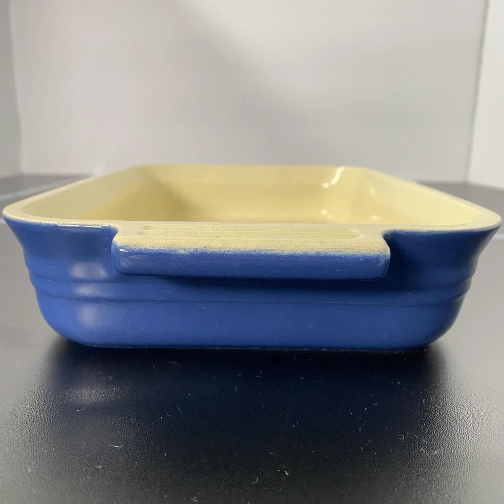 Le Creuset Rectangular Baking Dish 10x7x2 Blue Ceramic Pan France Bakeware